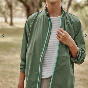 j.jill Fit Contrasting-Zipper Jacket. Light weight. Windbreaker. Size 2X. Green